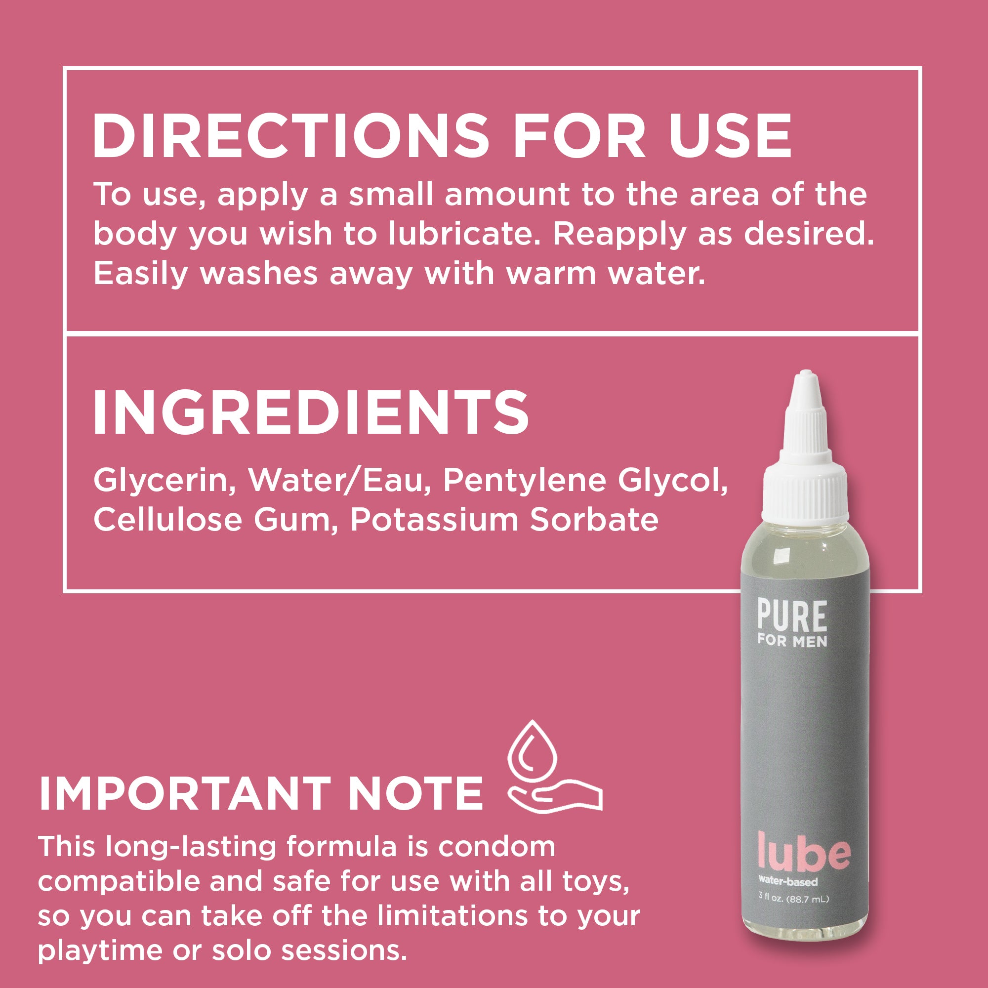 Water-Based Lube with Aloe Vera & Vitamin E | Pure for Men Water-Based Lube with Aloe Vera & Vitamin E | Pure for Men