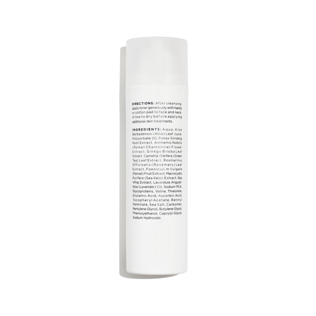 Produktetikett für Gesichtswasser „Pure for Men“.